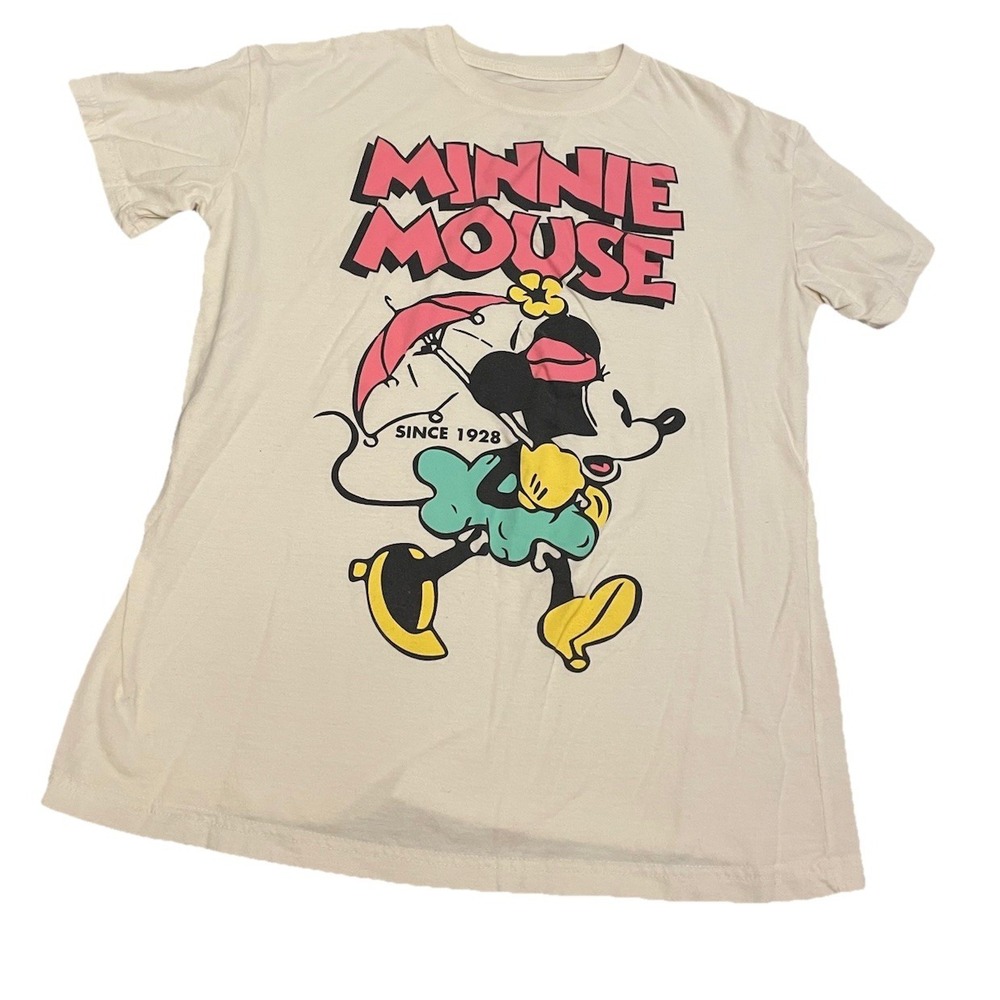 Disney Minnie Mouse Women's Short Sleeve Tee Small Vacation Summer Beach Retro
